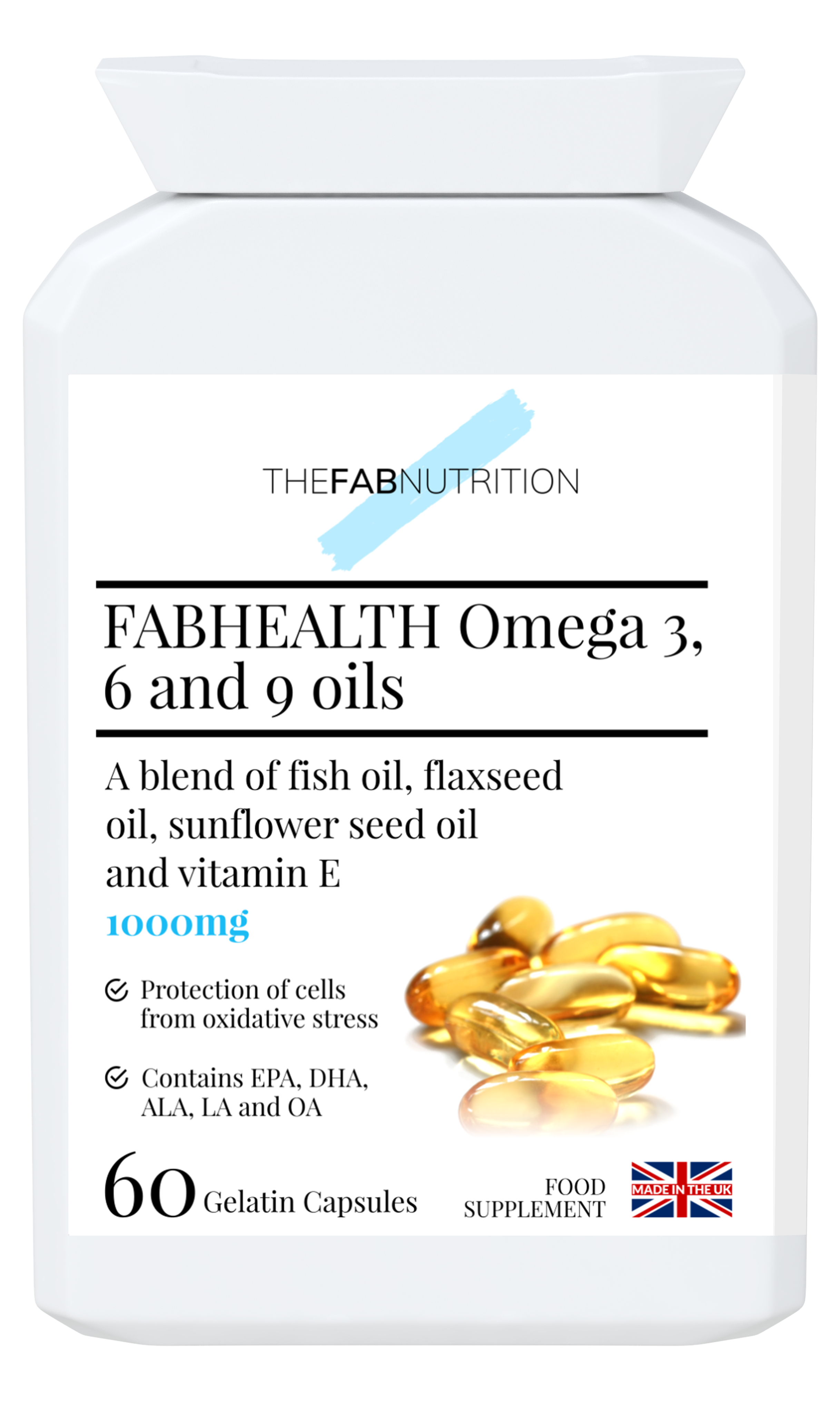 FABHEALTH Omega 3,6 and 9 Oils.